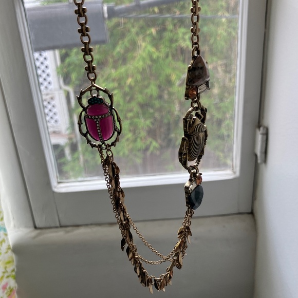 Oscar de la Renta Scarab Necklace Egyptian Semi Precious Vintage - Picture 9 of 12